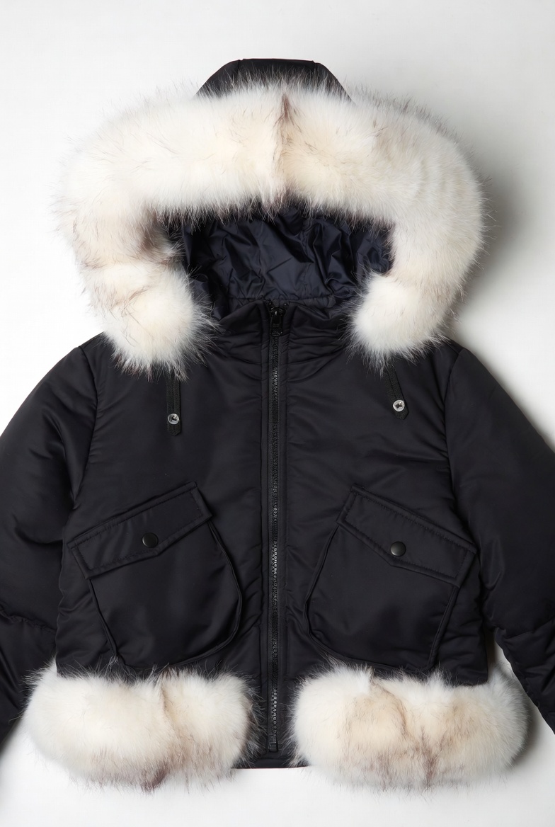 Imported Solid Padded Jacket with faux fur - Image 4