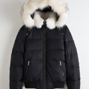 Imported Solid Padded Jacket with faux fur