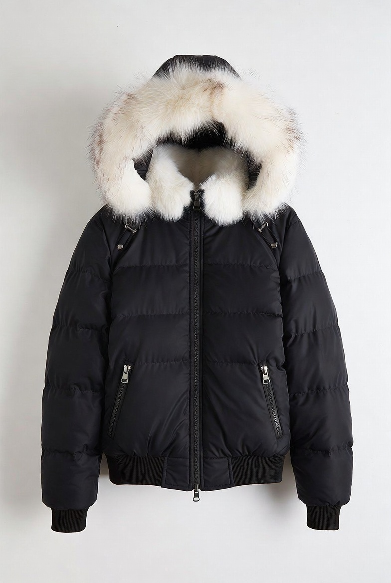 Imported Solid Padded Jacket with faux fur
