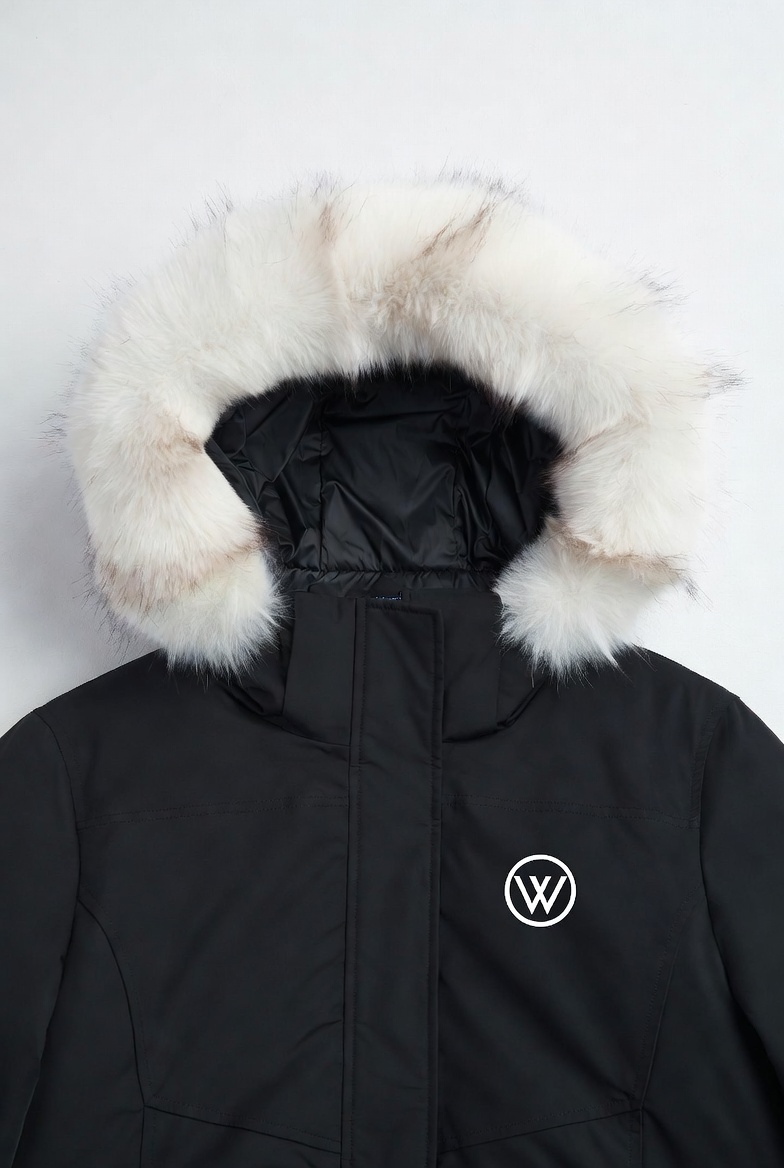 Imported Solid Padded Jacket with faux fur - Image 2